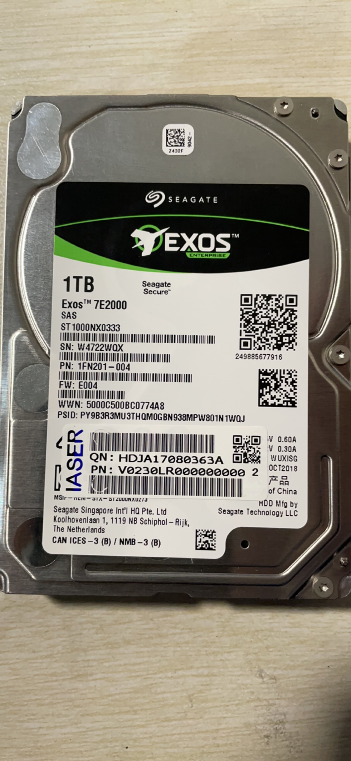 浪潮M4 M5 1T SAS 2.5 ST1000NX0333 原装带架子