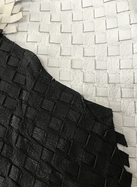 黑白色头层猪皮手工编织皮料 平均10-12尺 120/张