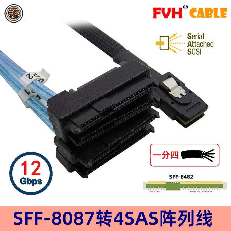 FVH磁盘阵列SFF-8087 MINI SAS对SFF-8482 SAS SATA硬盘线9260-8i-封面