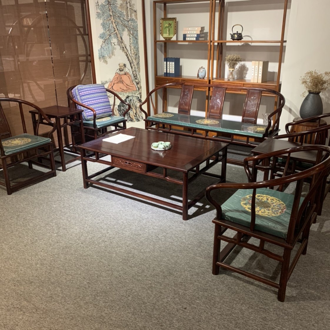 中式红酸枝圈椅沙发古典家具
