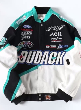 杜戴克潮牌宽松机车夹克春秋冬工装立领嘻哈外套宽松纯棉棒球服