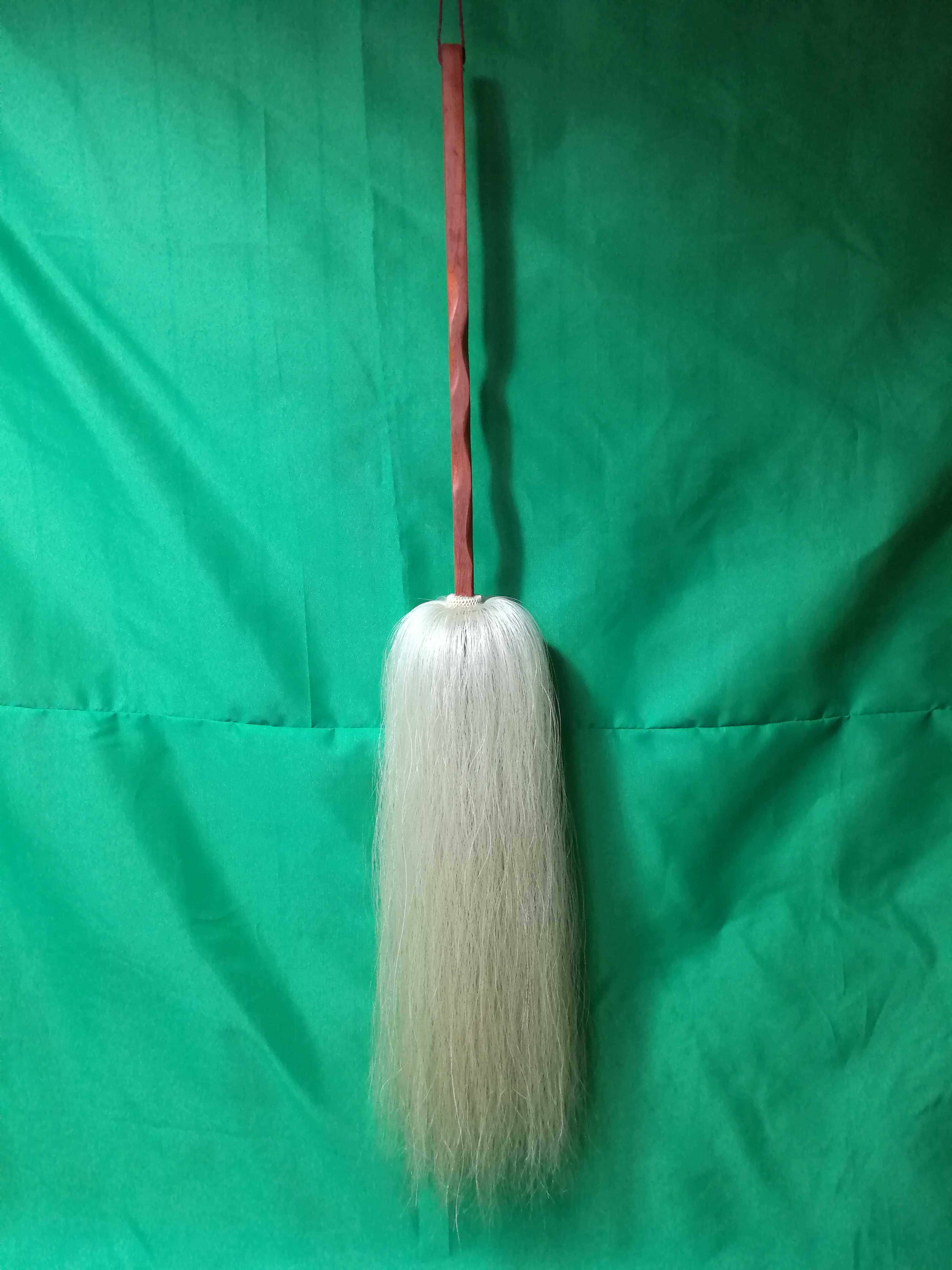 手工编制驱蚊蝇真马尾红木杆法器甩子拂尘佛尘浮沉扶沉
