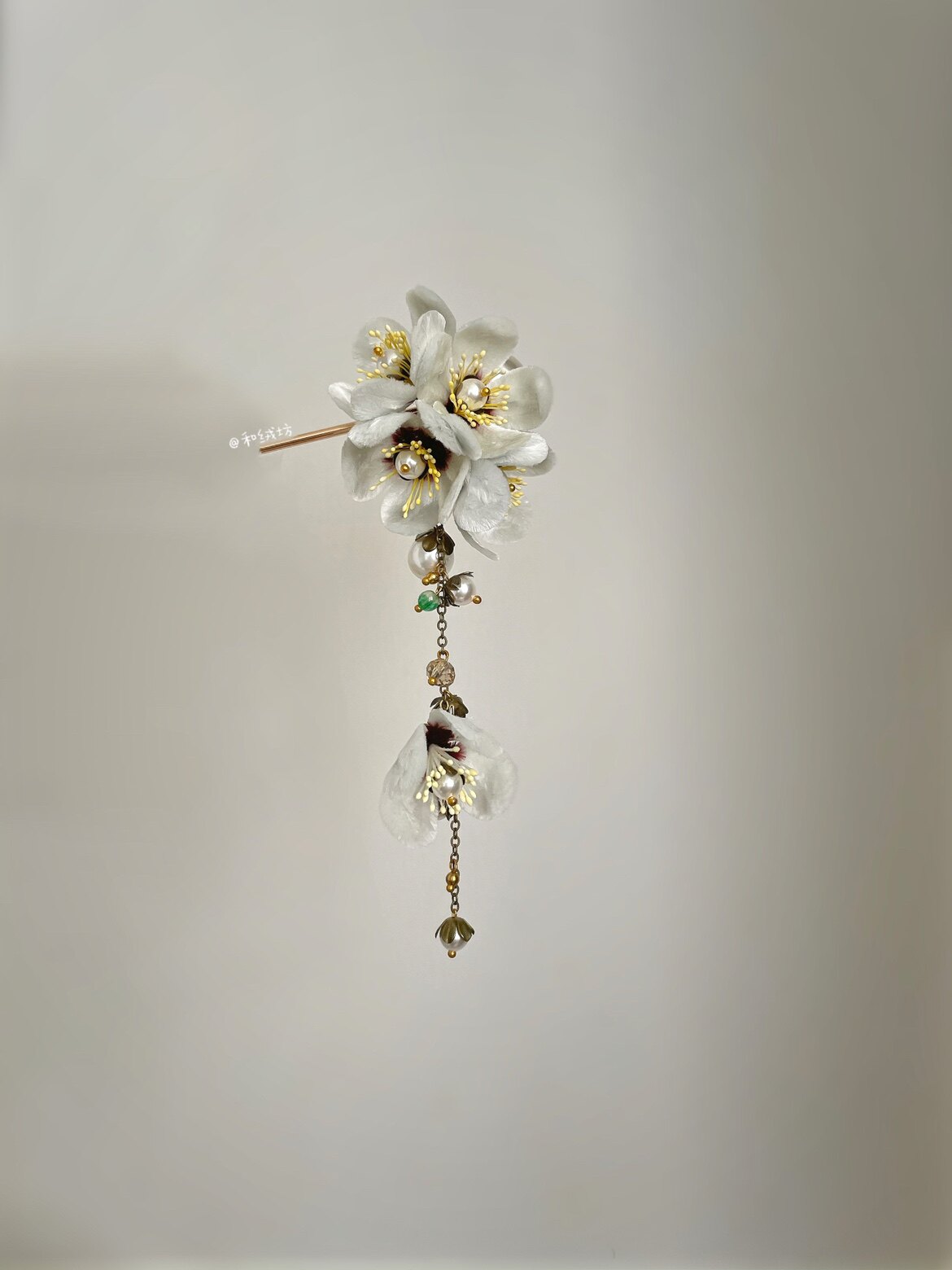 和绒坊 绒花 墨梅 多宝簪 珍珠晶石 yuanchuang