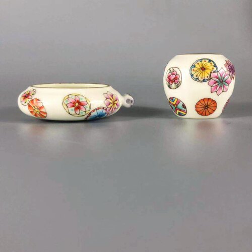 九正堂仿古泥描金口五彩皮球花六丁暗绿白眼绣眼罐缸杯南笼方笼用