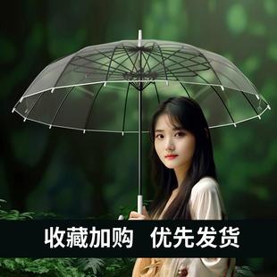 16骨透明雨伞长柄伞大号双人女白色网红雨伞自动结实加大定制logo