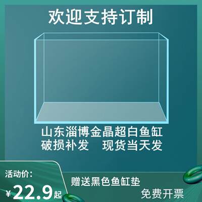 金晶五线超白鱼缸方缸钢化玻璃鱼缸乌龟缸混合养家庭鱼缸溪流缸