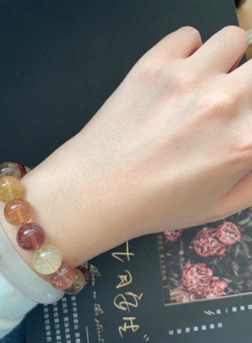 多宝水晶天然彩发晶红铜金钛晶男女手链福禄寿手串送长辈父母