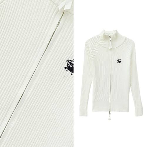 【玉米专享】韩版小众刺绣慵懒宽松针织开衫高领双拉链毛衣外套