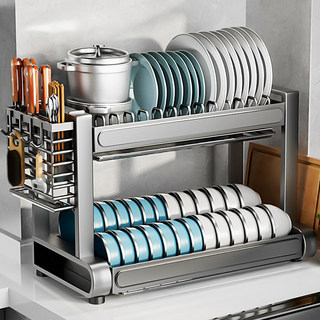 家用不锈钢厨房水槽置物架碗碟收纳架水池洗碗槽碗柜多功能沥水架