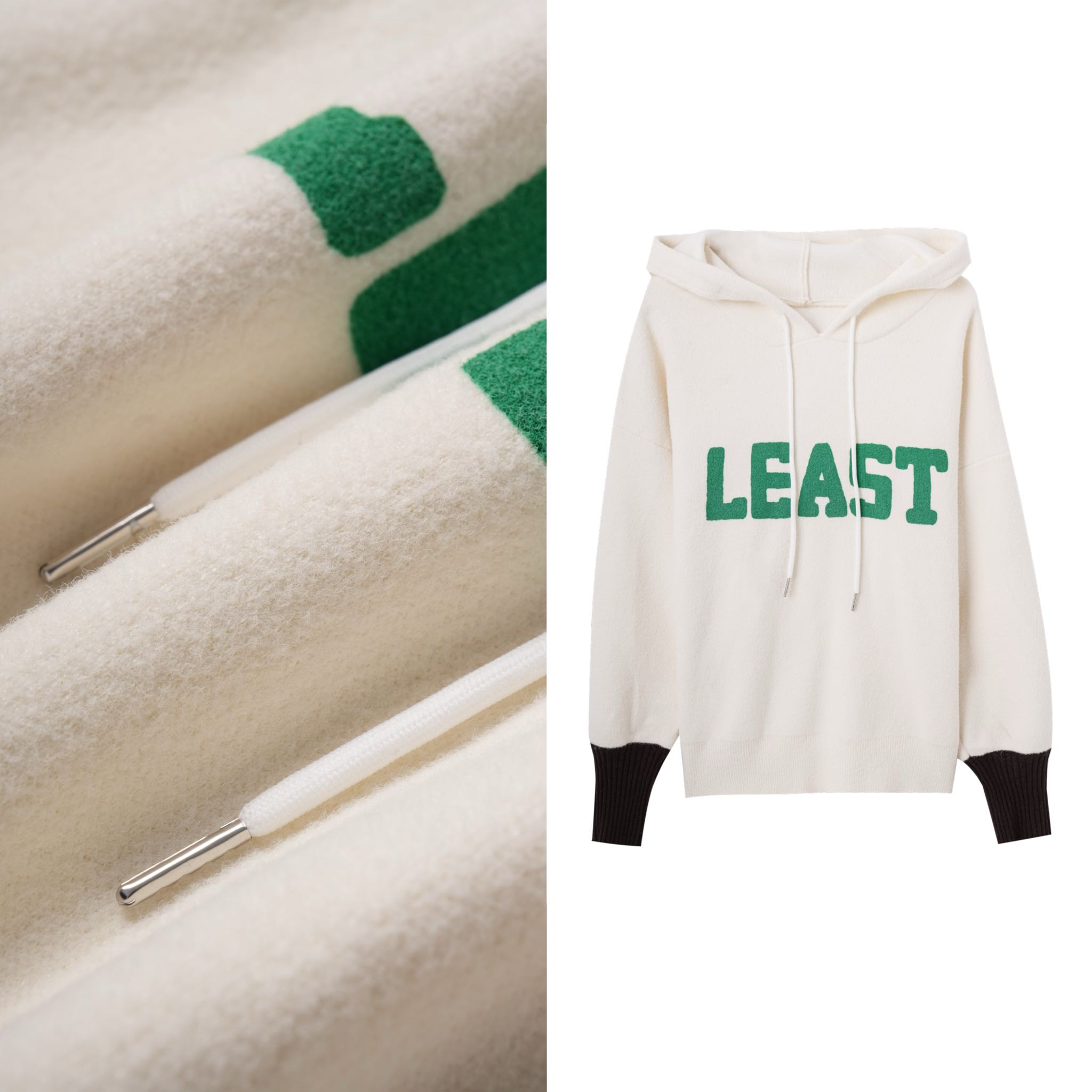 【韩系女装】时尚洋气抽绳连帽字母设计宽松针织卫衣