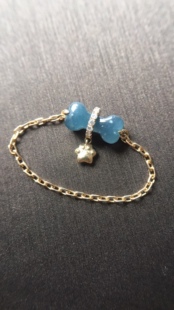 【赏】木易日辰 天然翡翠A货冰蓝水雪花棉骨头18K金钻石戒指