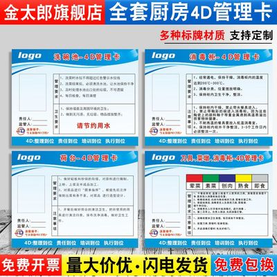 餐厅厨房4D管理卡标识牌温馨提示学校幼儿园厨房标示餐厅酒店饭店