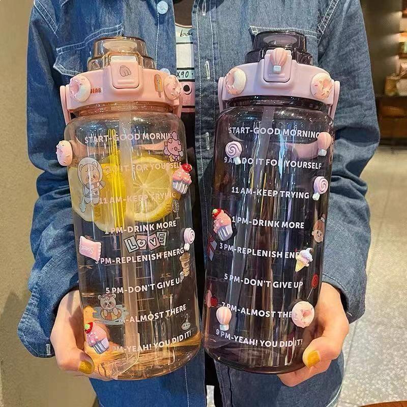 新款大容量水杯男运动健身水壶吸管吨桶吨太空杯顿顿桶大号耐高温