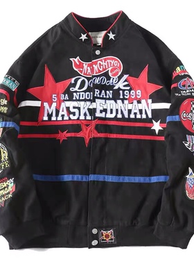 dudack秋冬新款棒球服加厚宽松休闲潮牌男女刺绣夹克外套