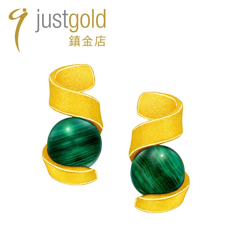 justgold镇金店5G工艺舞动飞旋黄金足金耳钉耳环耳钩1322841Y 珠宝/钻石/翡翠/黄金 定价黄金耳饰 原图主图