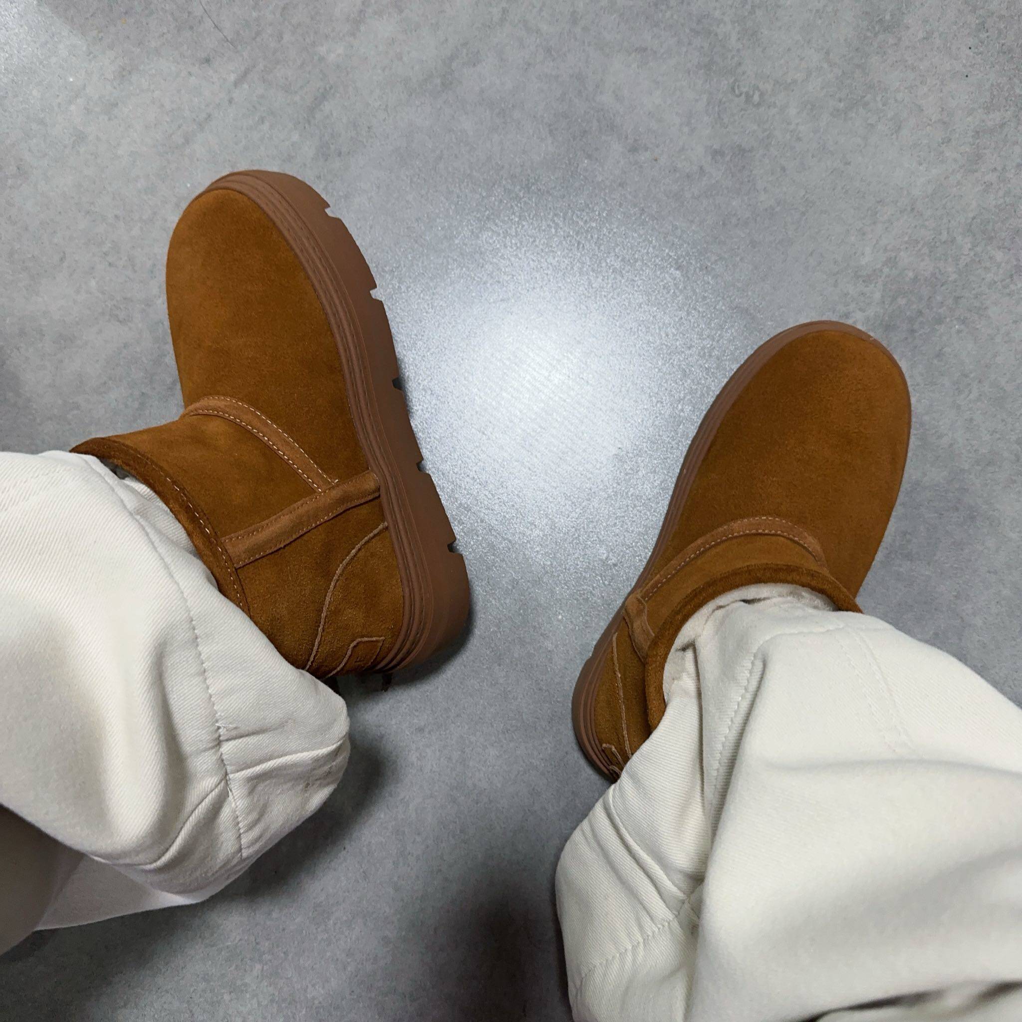 丽家真皮特厚毛保暖雪地靴 亏本清小暖炉