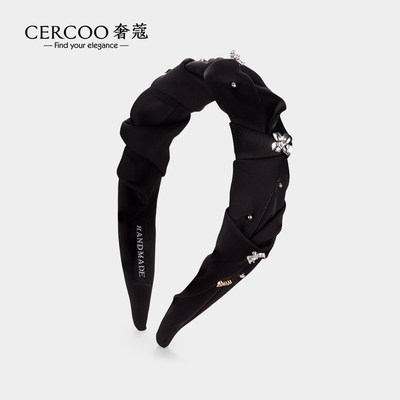 Cercoo/奢蔻玫瑰札记黑色高级感宽边高颅顶褶皱发箍头箍发卡头饰