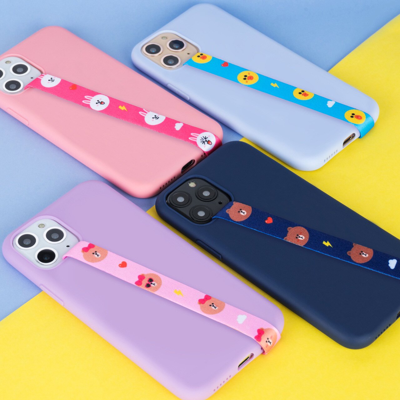 Line Friends布朗熊可爱创意手机壳挂绳手提指环手绳防摔便携短绳