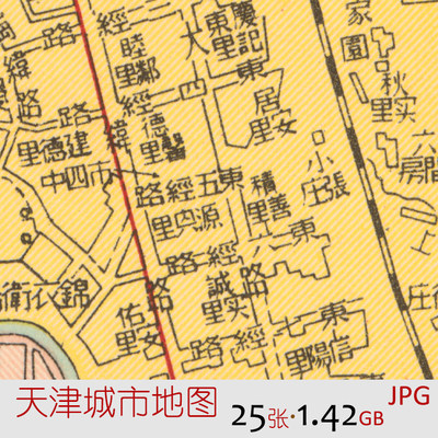 M民国天津城市街道胡同租界老地图舆图历史资料装饰画设计素材图