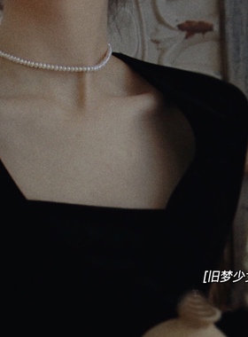 ins复古欧美时髦小巧珍珠项链细锁骨链项链简约仙女锁骨项链女B81