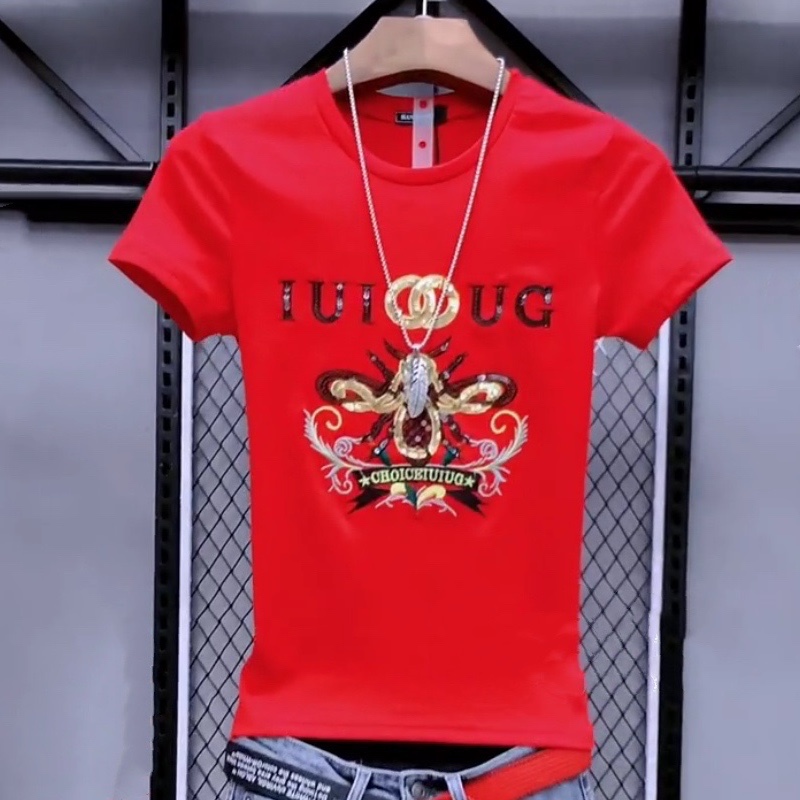 夏季新款弹力修身潮流短袖t恤