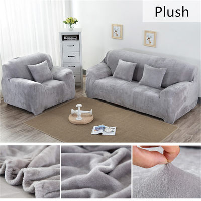 Solid Color Plush Thicken Elastic Sofa Cover Universal