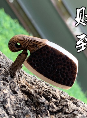 鹿角雕刻趣味根付作品财到手把件吊坠文玩配饰