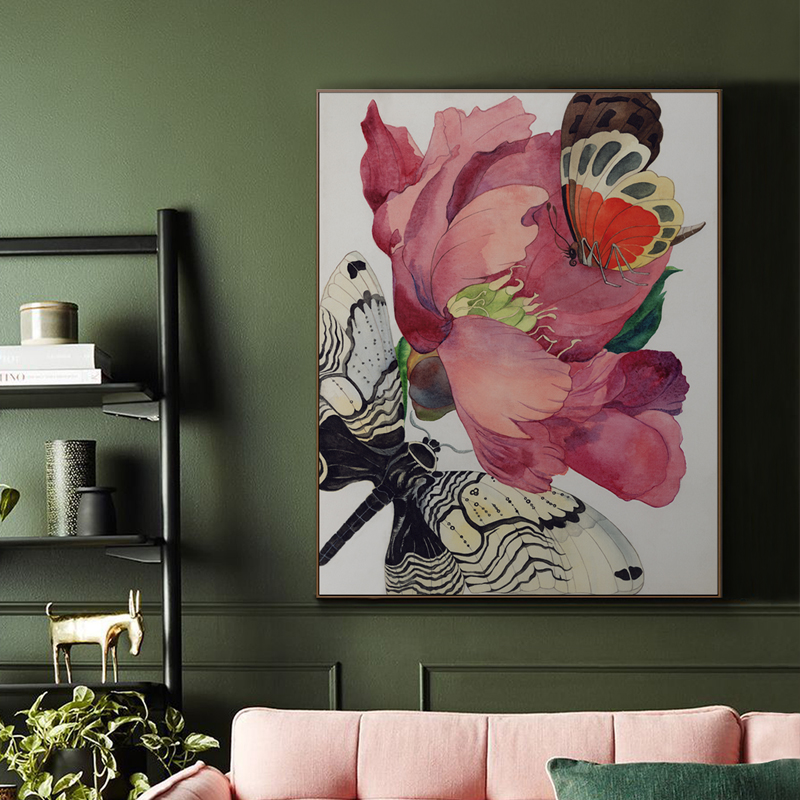 现代简约客厅装饰画植物花卉小户型挂画竖版大气沙发背景墙壁画图片