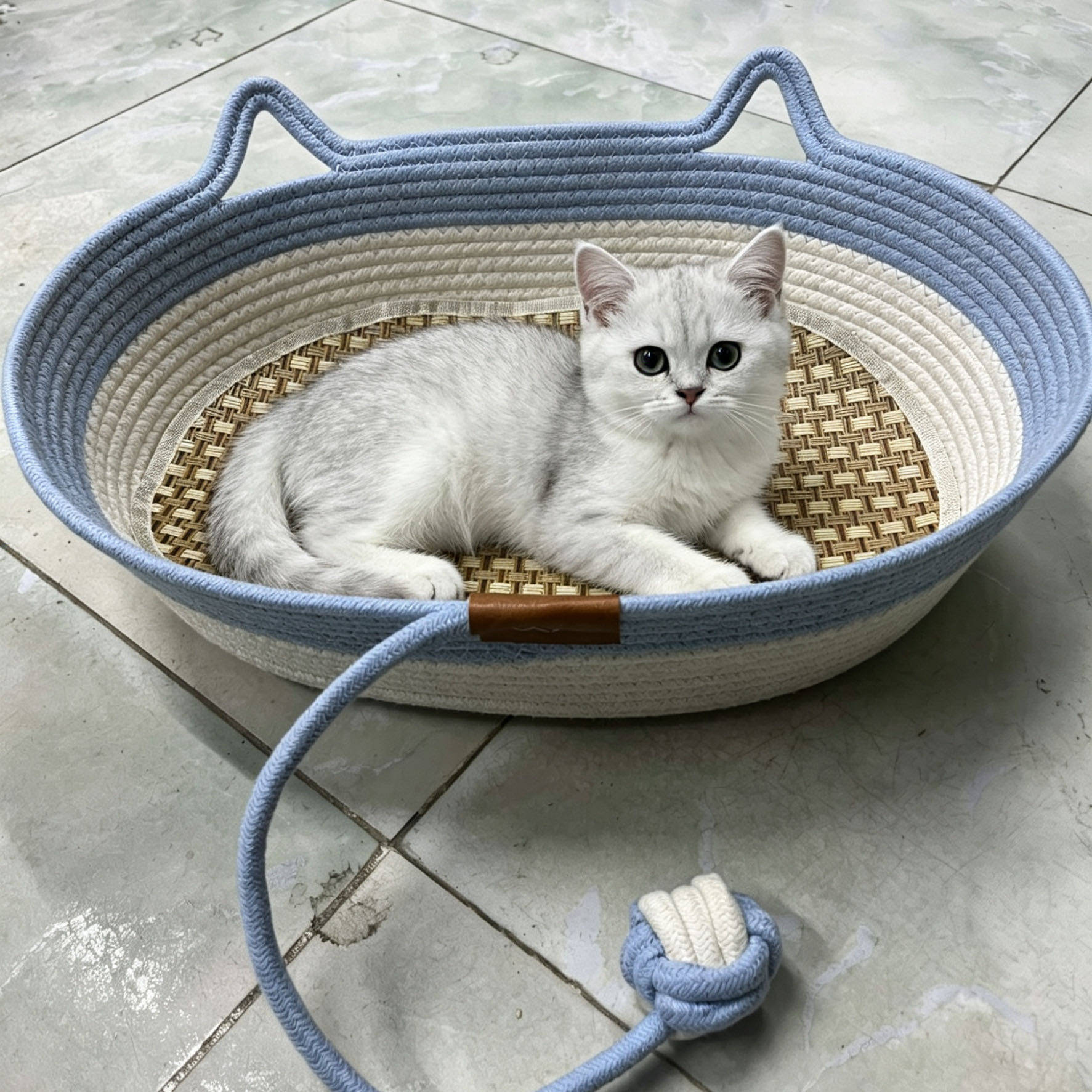 新款椭圆猫窝棉绳猫窝宠物窝狗窝四季通用可水洗睡觉窝