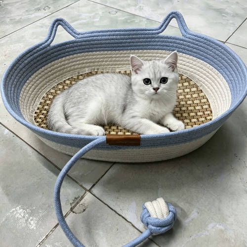 新款椭圆猫窝棉绳猫窝宠物窝狗窝四季通用可水洗睡觉窝