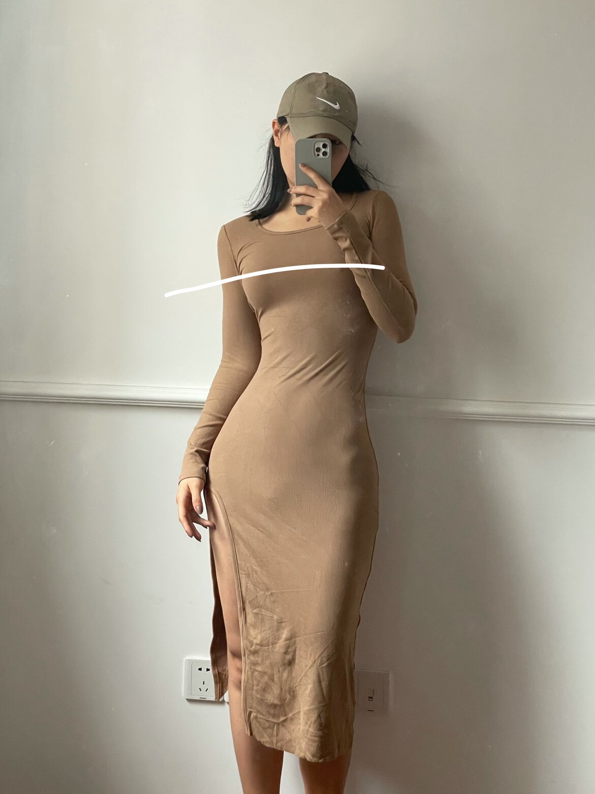 辣妹卡戴珊欧美通勤开叉性感包身通勤长裙