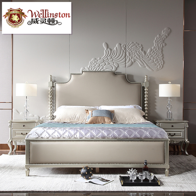 威灵顿 美式床真皮床1.8m简美轻奢床现代卧室双人床主卧床A602-58