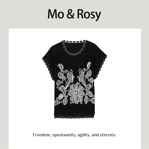 MO&ROSY【霓虹小调】气质复古绣花针织上衣MR512W075