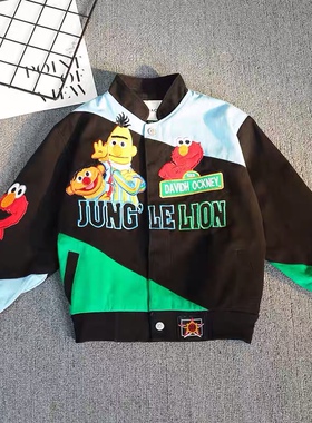 dudack男女童上衣卡通拼接外套宝宝秋款儿童小童夹克夹棉童装