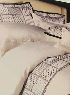 莎鲨家纺salsa纯白色丝棉交织长绒棉七件套