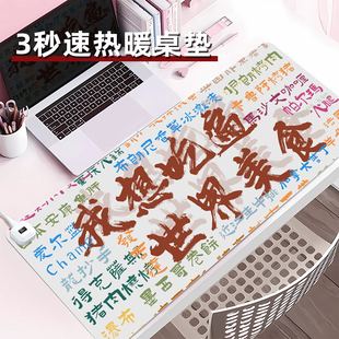 创意文字加热鼠标垫超大办公室桌面发热暖桌垫学生写作业写字桌垫