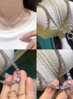 奢华满钻人造钻石项链 可单戴可配吊坠