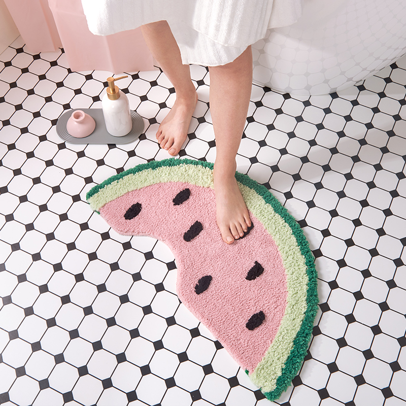 西瓜卫生间吸水地垫tufting浴室淋浴间防滑进门垫撸猫感脚垫水果