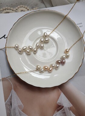 天然淡水遮盖甲状腺疤痕珍珠项链