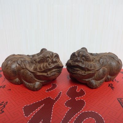 仿古沉香木雕 皮黑木雕 工艺品 居家风水摆件 手把件 金钱貔貅