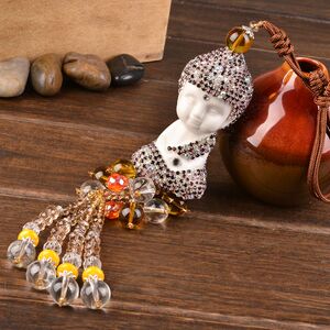 高档创意陶瓷镶钻佛汽车挂件挂饰品车上用品车载车内用品中国结女