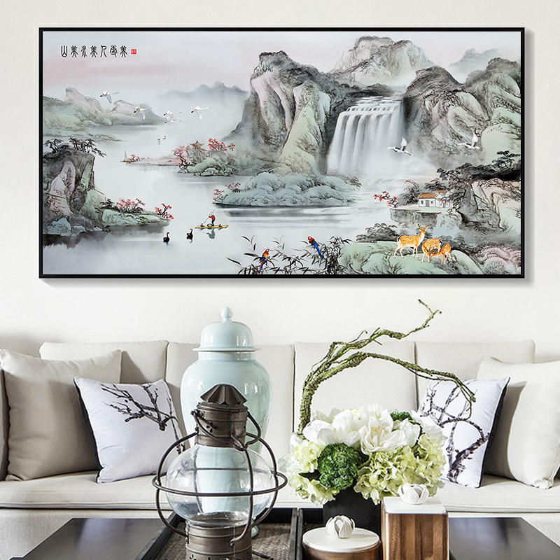 线绣十绣022新款客厅水墨江山如字画江山如画1满绣大幅风景大气手