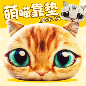 新品猫头抱枕3d喵星人可爱仿真猫咪毛绒玩具抱枕靠垫搞怪情人节礼