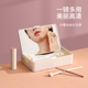 可折叠化妆镜收纳盒一体便携式 学生宿舍桌面台式 小型梳妆小镜子女