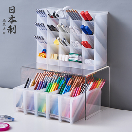 日本进口斜插式笔筒创意学生桌面文具收纳盒化妆品餐具抽屉分隔盒图片