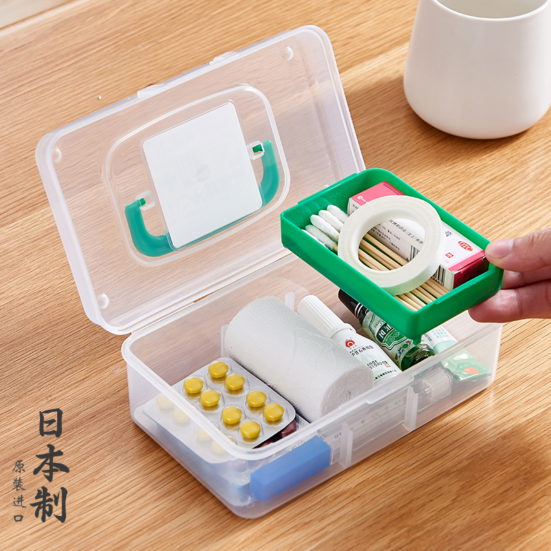 日本进口便携式小药箱家用迷你小型药品收纳盒旅行可爱医药箱小号