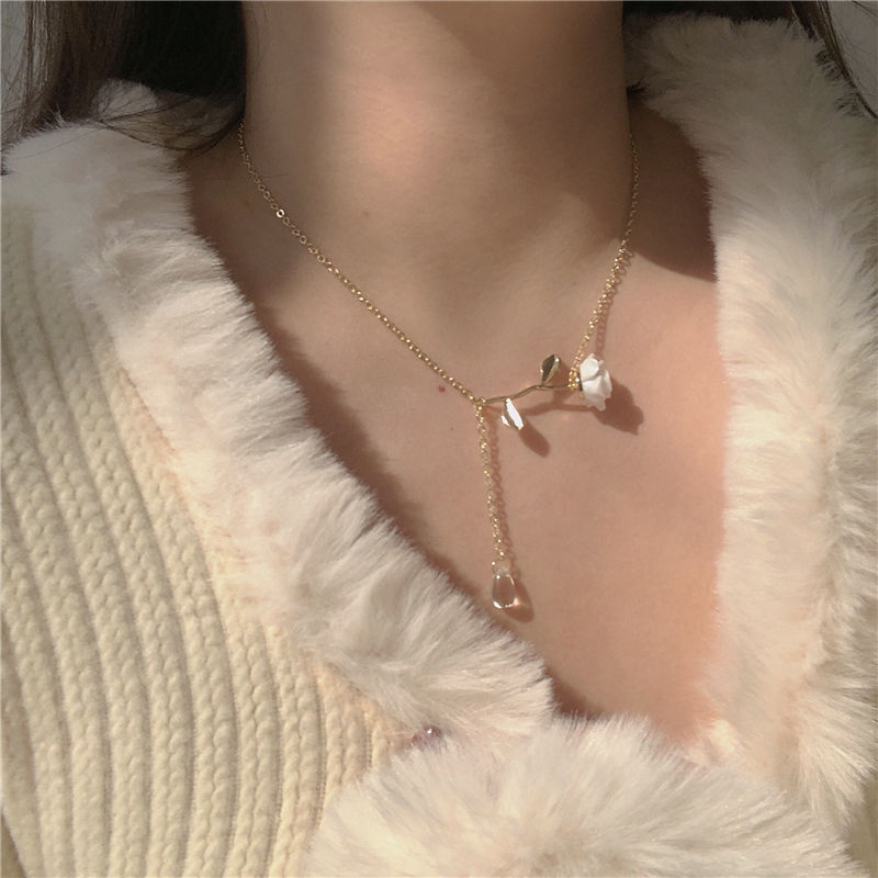 超仙~法式玫瑰花项链新款