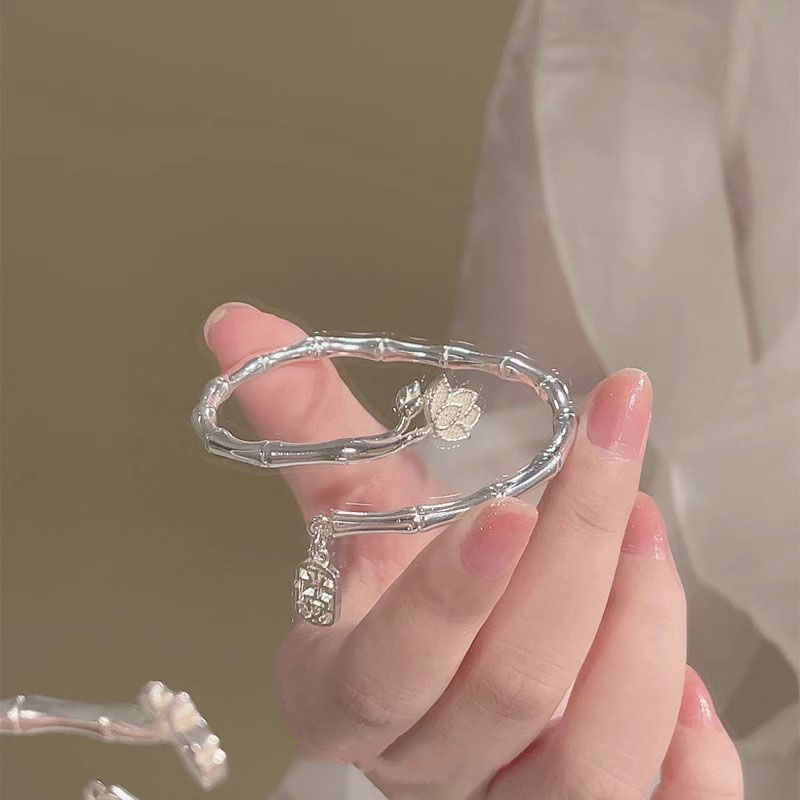 竹节莲花手镯女2023年新