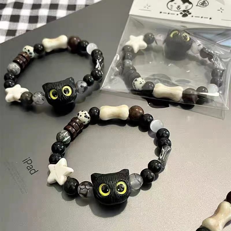 爆款甜酷猫咪手链天然石
