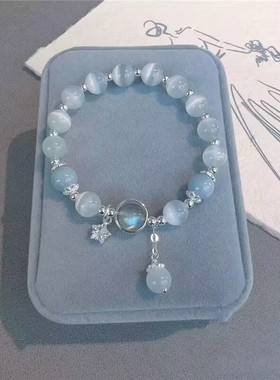 抖音猫眼石手链女ins小众